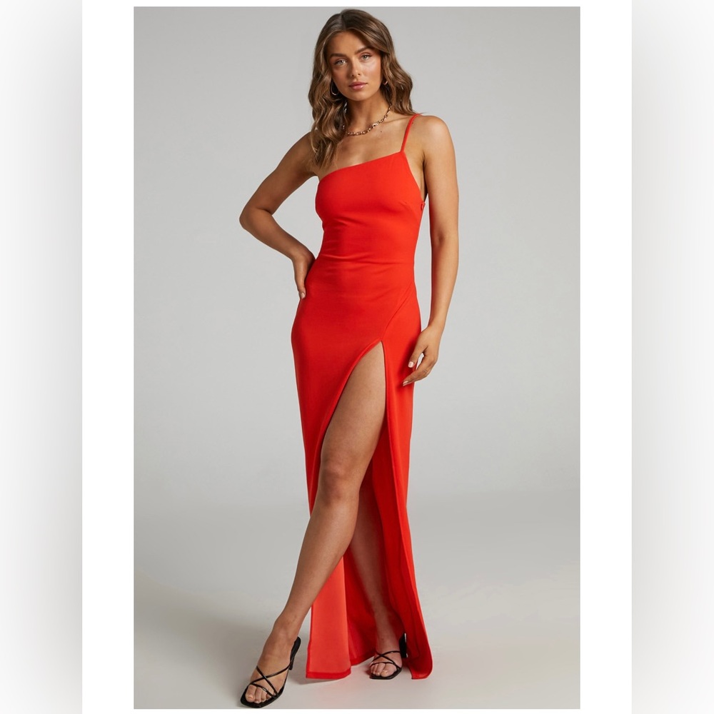 Burnt Orange One Shoulder Maxi Dress